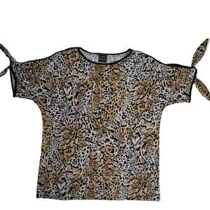 Coco Bianco animal print pattern short sleeve blouse small